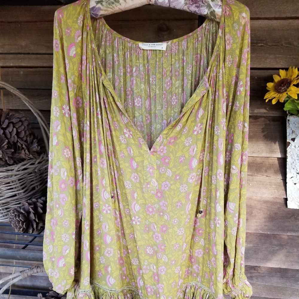 Spell Bronze Color Tunic with Gold Threads